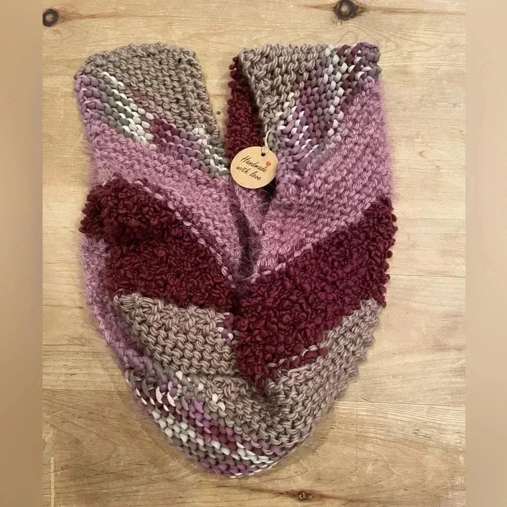 NWT mauve, purple, grey, light brown extra long scarf cottagecore grannycore